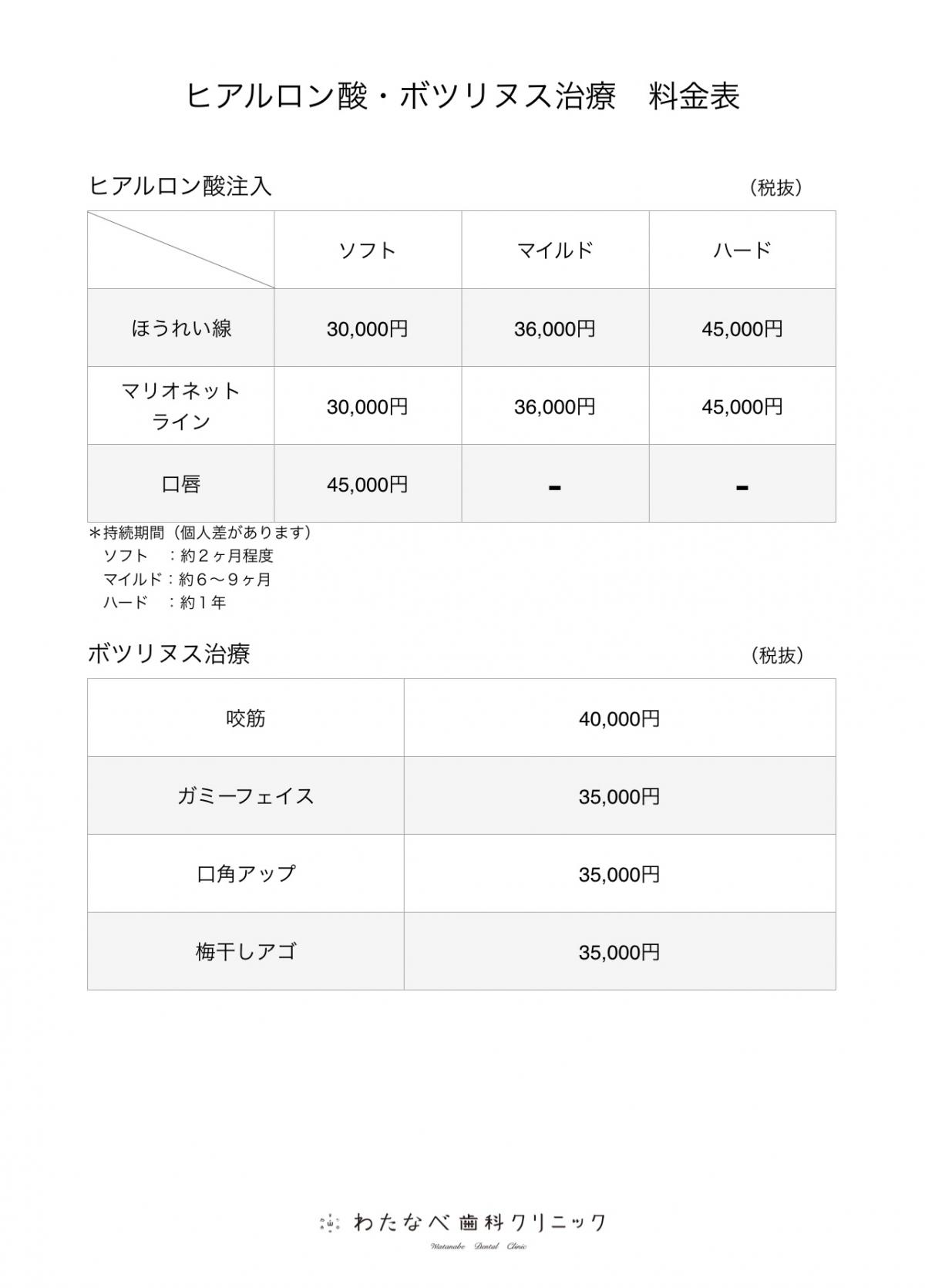 料金表